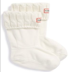 Short Cable Knit Hunter Boot Socks White Size M